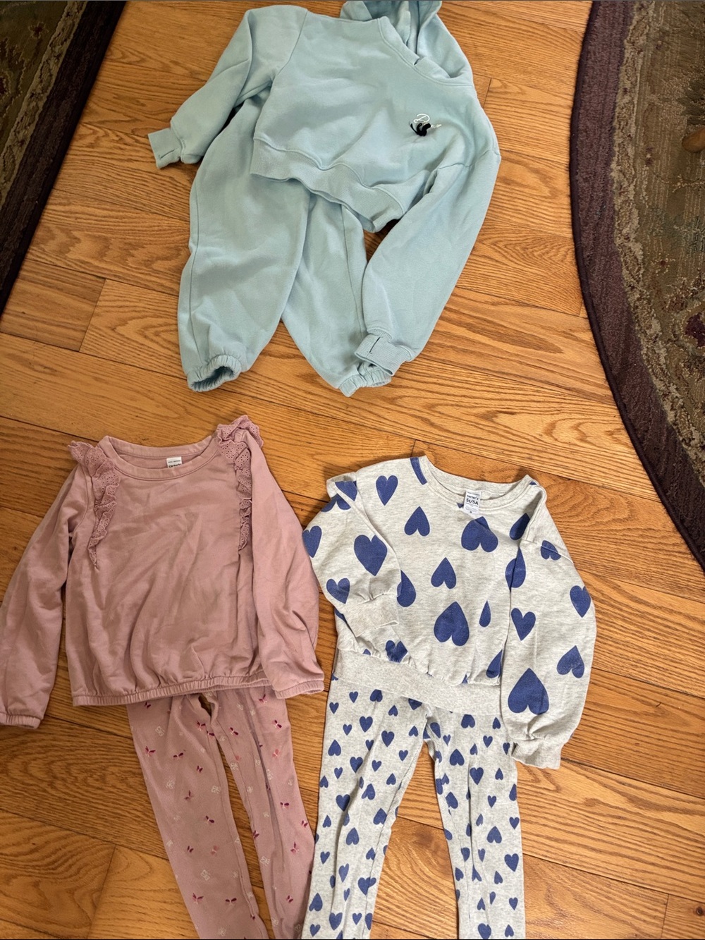Carter's Blue Heart and Light Pink Kids Play Sets place dance sweatsuit